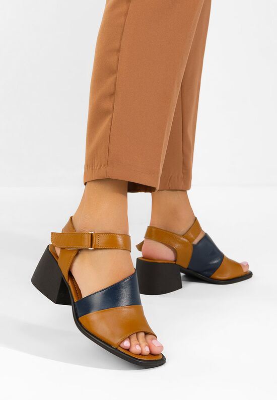 Πέδιλα δερματινα Domnica καφε, Μέγεθος: 40- zapatos