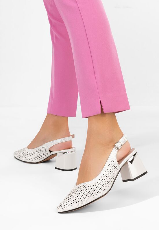 Γόβες slingback Evadiora λευκά, Μέγεθος: 38- zapatos