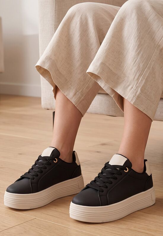 Sneakers με πλατφόρμα Sidoneya μαύρα, Μέγεθος: 39- zapatos