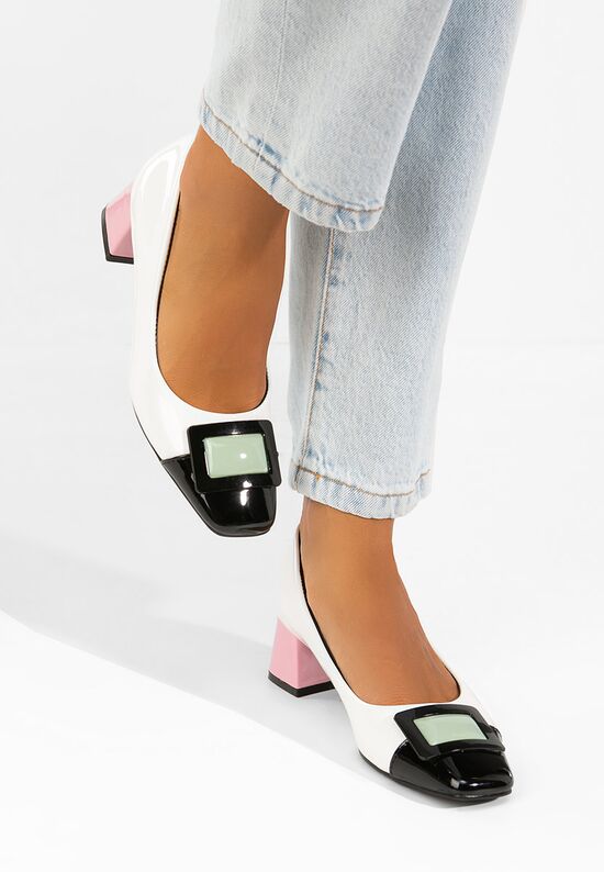 Γόβες λουστρίνι Aylinea λευκά, Μέγεθος: 41- zapatos