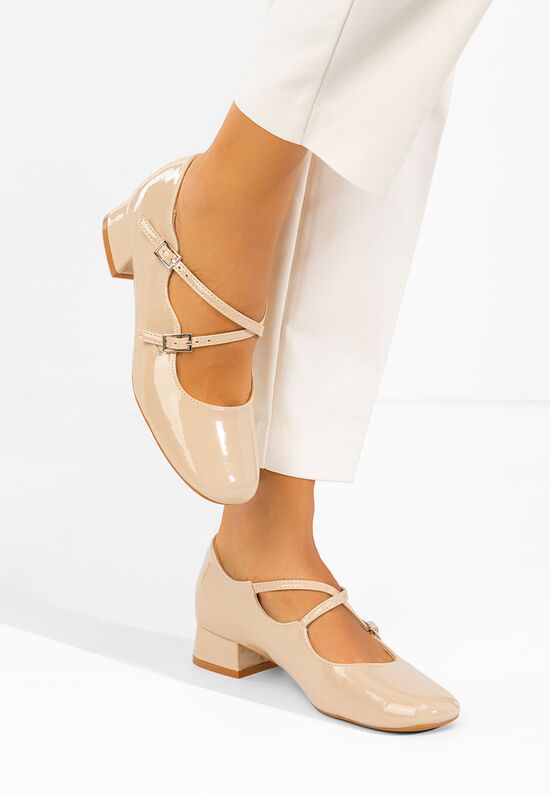 Γόβες με μπαρέτα Isra μπεζ, Μέγεθος: 39- zapatos