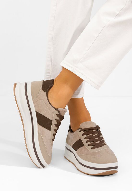 Sneakers με πλατφόρμα Zashia μπεζ, Μέγεθος: 40- zapatos
