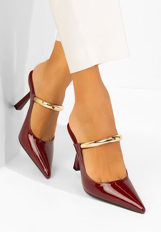 Mule με τακούνι Rosenia μπορντό, Μέγεθος: 41- zapatos