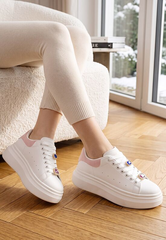 Sneakers με πλατφόρμα Delaina V2 λευκά, Μέγεθος: 38- zapatos